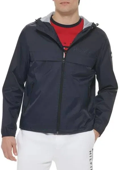 Tommy Hilfiger Men's Simple Hooded Rain Jacket