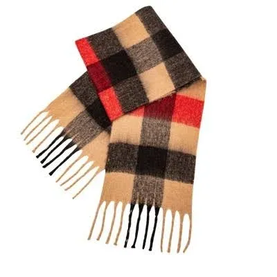 Sprigs Women's Oversized Checkered Fringe Scarf