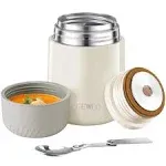 Food Thermos - 20oz Vacuum Insulated Soup Container, Stainless Steel Lunch box for Kids Adult, Leak Proof Food Jar with Folding Spoon for Hot or Cold Food (White)