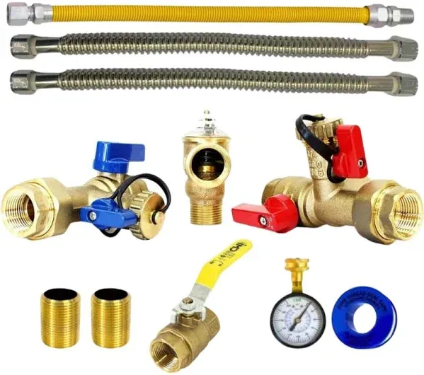 Tankless Water Heater Valves Installation Complete Kit C-3006