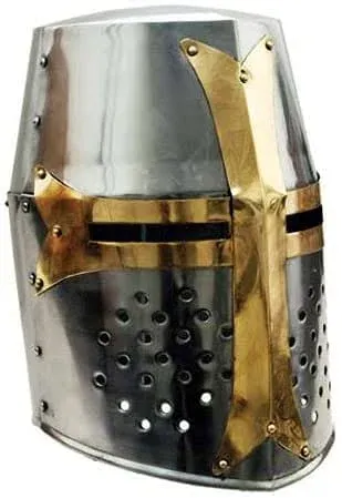 Supplies Brass Crusader Helmet Steel &amp; Brass Helmet | Props &amp;Helmet Silver