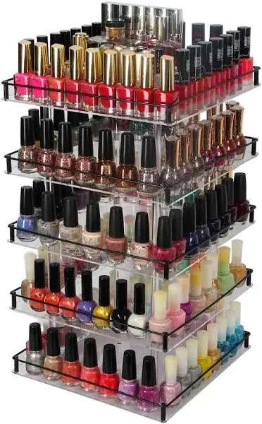 J JACKCUBE DESIGN Nail Polish Organizer, 5 Tier Acrylic 360 Rotating Display ...