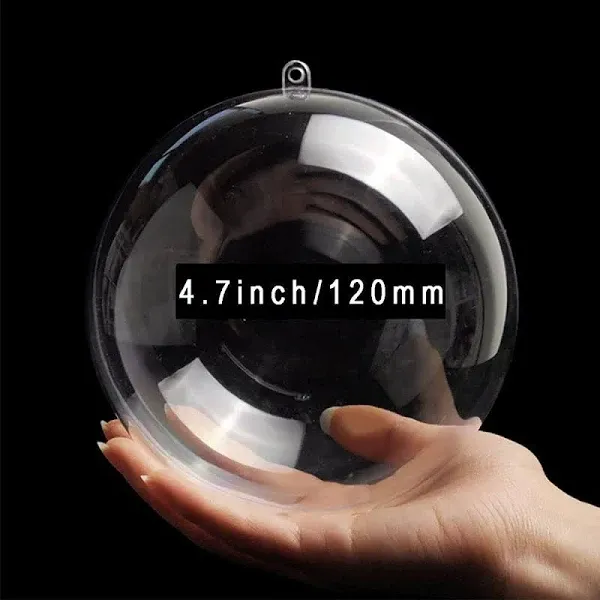 120MM Large Christmas Clear Baubles Transparent 5PCS DIY Plastic Ball for Christmas Wedding Decorations Party Decor (5, Clear)