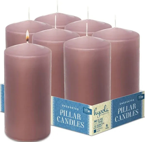 Hyoola Light Pink Pillar Candles 3x6 Inch - 6 Pack Unscented Pillar Candles B...