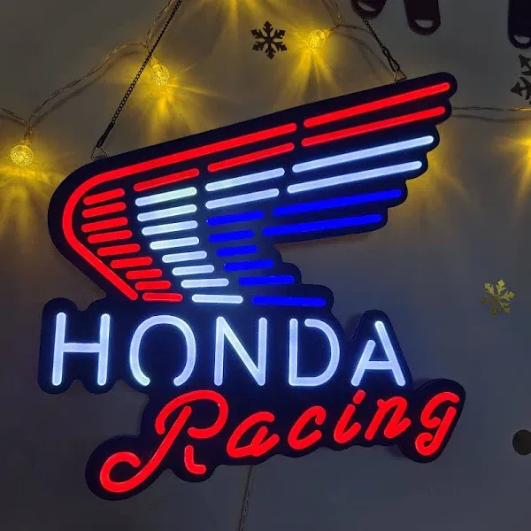 For Honda Racing Ultra-thin LED Neon Sign Art Wall Lamp for Beer Bar Club Garage Bedroom Window Glass Hotel Bar Cafe Wedding Birthday Party Gift