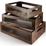 NAGAWOOD Wooden Nesting Countertop Baskets, Set of 3 for Kitchen