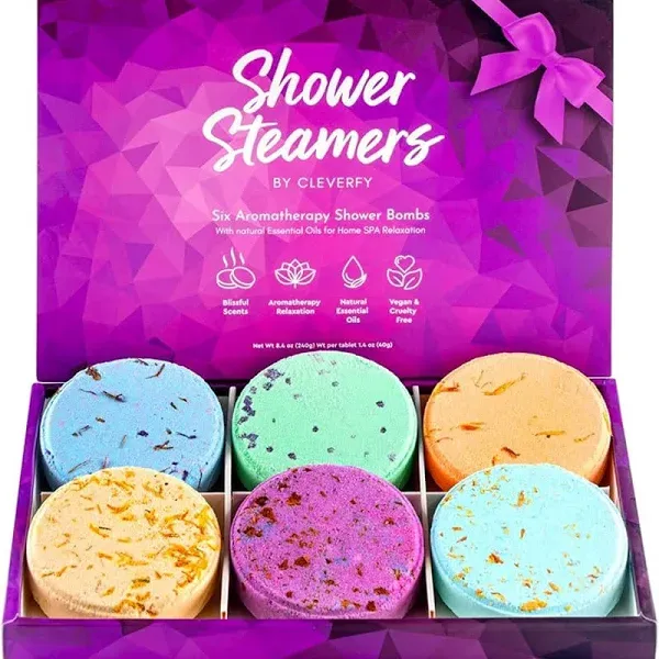 Cleverfy Shower Steamers Aromatherapy Variety Pack of 6 Shower Bombs Set