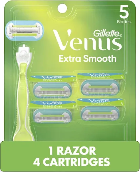 Gillette Venus Extra Smooth Women&#039;s Razor Handle + 4 Blade Refills Value Pack