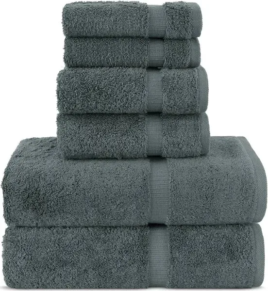 Chakir Turkish Linens |Hotel & Spa Quality 100% Cotton Premium Turkish Towels | Soft & Absorbent (Dark Gray, 6-Piece Towel Sets)