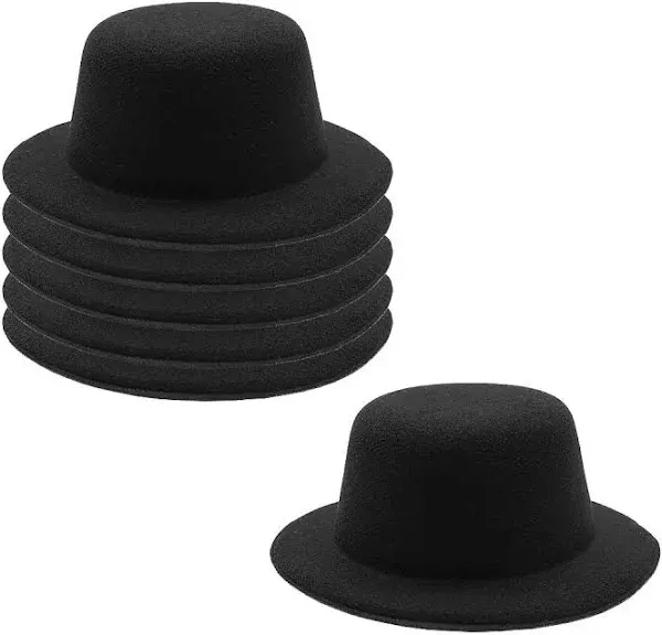 FOIBURELY 6 Pcs 5.1" W Black Mini Formal Hats