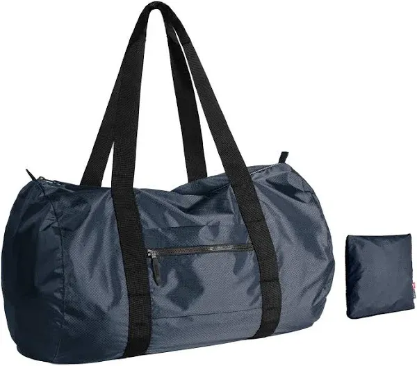 pack all 45L Foldable Duffel Bag, Water-Resistant Sports Gym Bag, Portable Weekender Bag Lightweight for Travel, Fitness and Camping (Navy Blue)