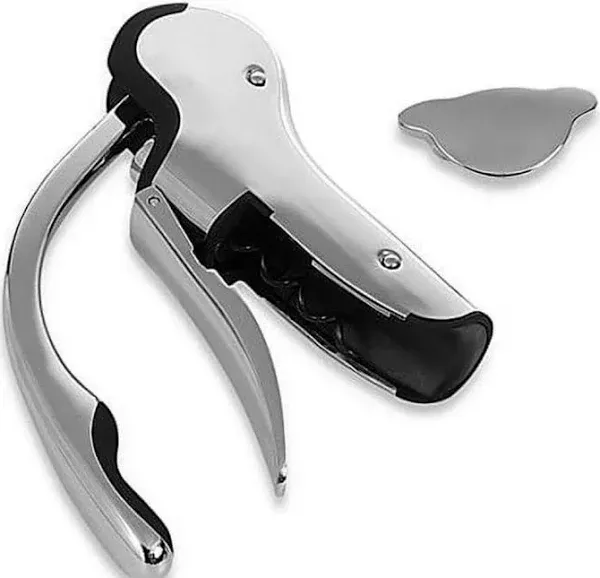 Stainless Steel Wine Opener Compact Vertical Corkscrew Bottle with Foil Cutter