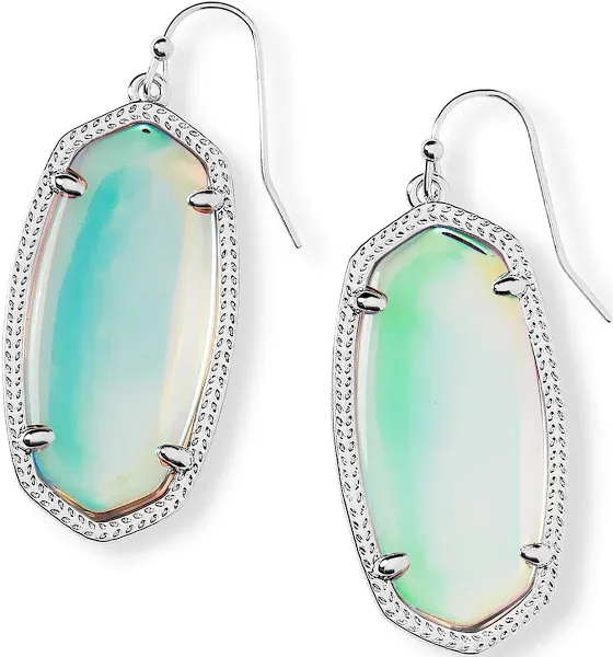 New Kendra Scott Elle Silver Drop Earrings in Dichroic Glass