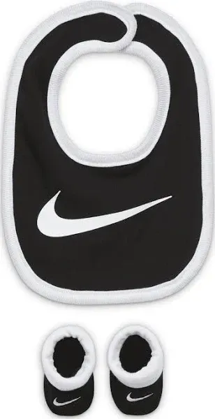 Nike Baby Bib & Booties 2-Piece Set (Black/White, 0-6 Months)