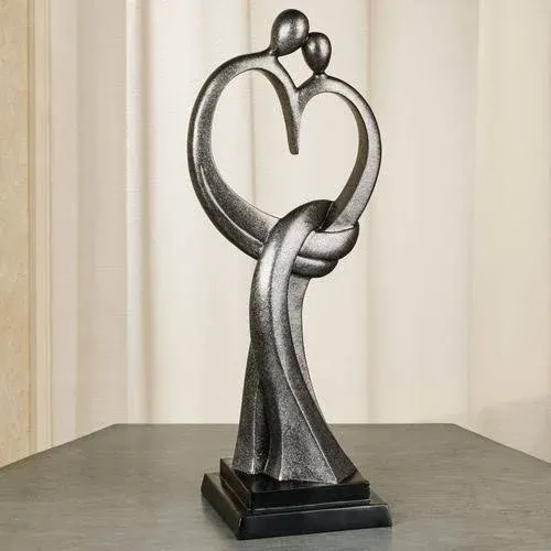 Touch of Class Everlasting Love Sculpture Bronze One Size, Crafted from Resin, Measures 20 inches in Height - Modern Decorative Sculptures for Table, Wedding, Anniversary - Sign of I Love You Statue