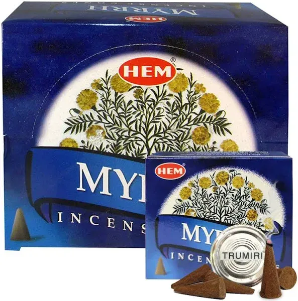 Trumiri Myrrh Incense Cones and Cone Incense Burner Bundle Insence Insense Hem Incense