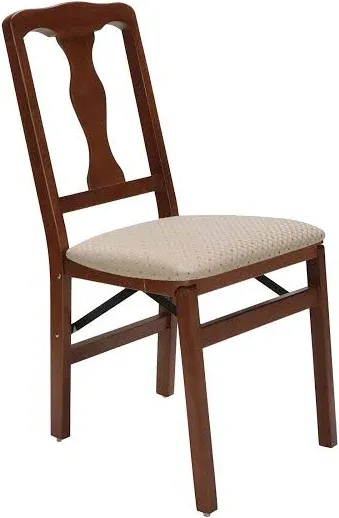  STAKMORE Queen Anne Folding Chair Cherry Finish, Set of 2, 