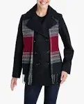 London Fog Women's Double Breasted Peacoat with Scarf