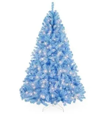 Best Choice Products Pre-Lit Ice Blue Christmas Tree