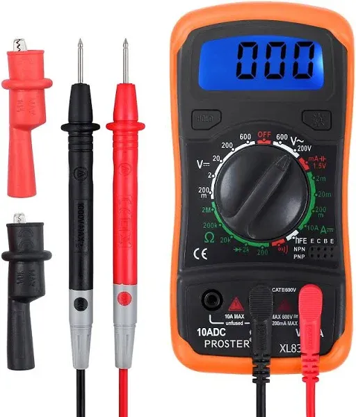 Multimeter 2000 Count - Multimeter Tester with Test Leads Alligator Clip LCD ...