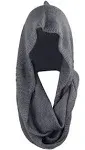 Bellady Winter Soft Pullover Knit Infinity Scarf Beanie Hoodie Scarf, Gray, One Size