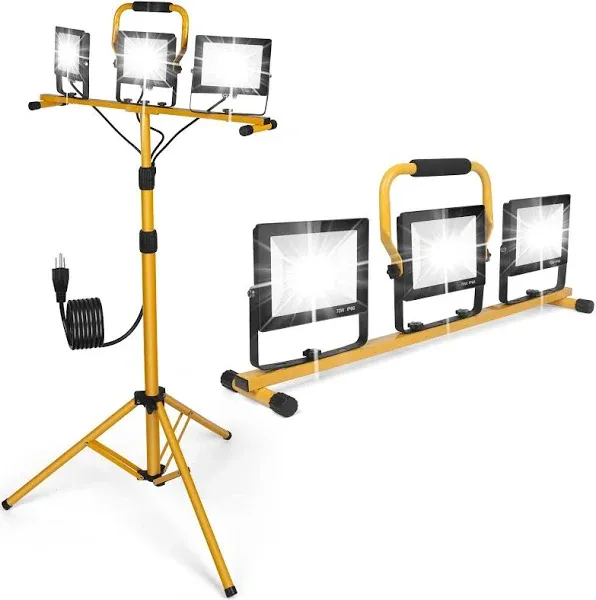 JDZKOMKE 21000Lumens LED Work Lights with Stand 3 Adjustable Work Lamp Head with Individual Switch