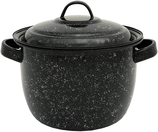 Granite Ware Porcelain Enamel Pot With Lid 8.6 in. 4 qt Black