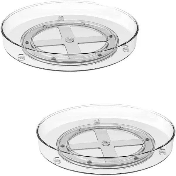 Food Grade BPA Free Clear Lazy Susan 2 Pack, 10.6 Inch Kitchen Cabinet 2-Pack