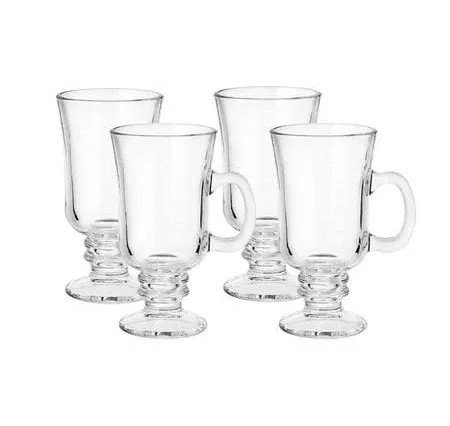 WHOLE HOUSEWARES | Glass Irish Coffee Mug | Set of 4 | 8oz Coffee Mugs for Drinking | Durable Glassware Mugs (4)