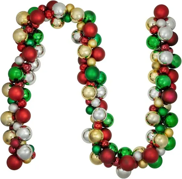 Northlight 6' Multi-Color 2-Finish Shatterproof Ball Christmas Garland