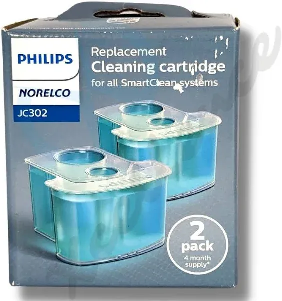 NEW 2 PHILIPS NORELCO REPLACEMENT CLEANING CARTRIDGE FOR ALL SMARTCLEAN SYSTEMS