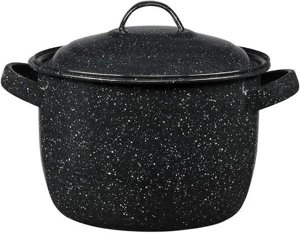 Enamel on Steel 4-Quart Bean/Stock Pot with lid Speckled Black