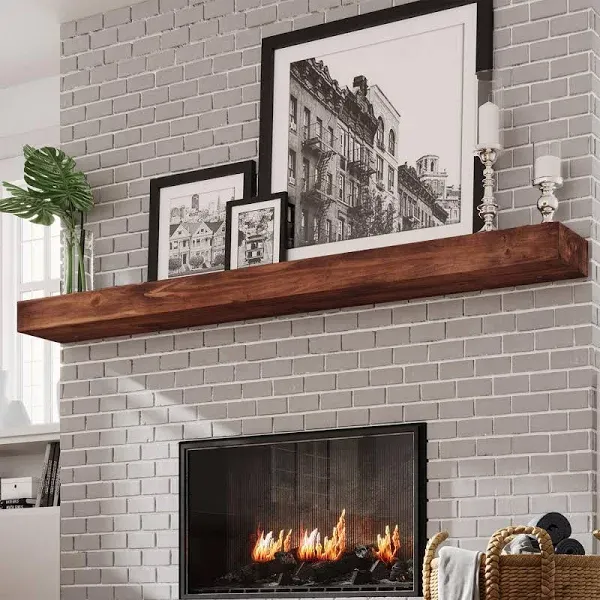 Fireplace Mantel, Fireplace Mantel 72 Inches Handcrafted Solid with Invisible Heavy Duty Metal Bracket, Floating Fireplace Mantle, Faux Fireplace Mantel for Over Fireplace, Dark Grey