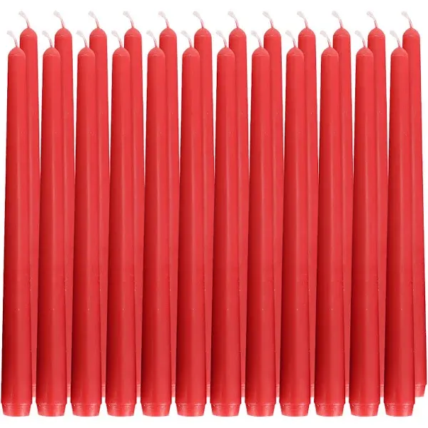 HOME & RELAX Cone Shaped Candle Set, 24 Unscented 10 Inch Dinner Candl, 8 Hour Burning Time, Smokeless and Dripless Household, Wedding, Party, and Home Decoration Candles, Red