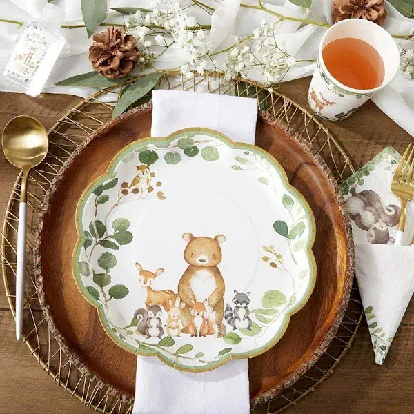 Woodland Baby Shower 9 Inch 9 in. Decorative Premium Paper Plates Set of 16