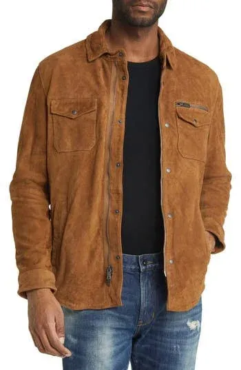 John Varvatos Men's Shilo Light Suede Shirt Jacket