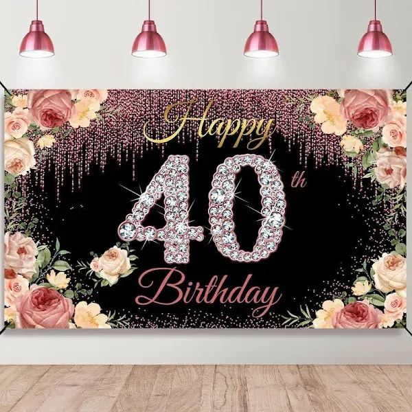 Trgowaul 40th Birthday Decorations Banner for Women