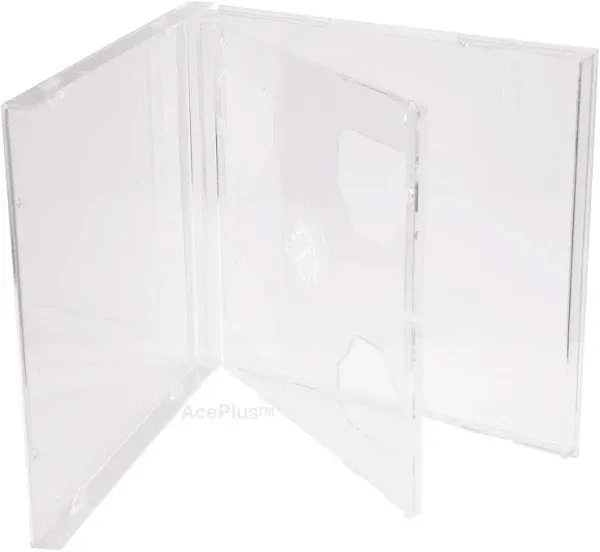 AcePlus 10 Pieces Standard Double Clear CD Jewel Case