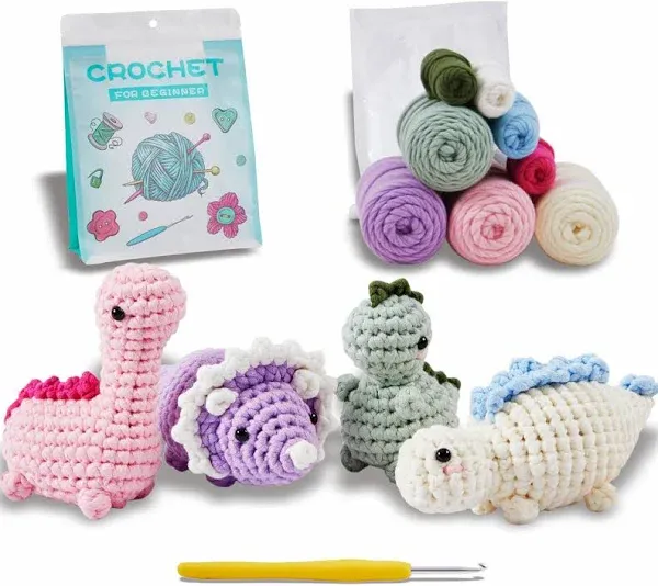 Eelexa Crochet Kit for Beginners Amigurumi Crocheting Animal Kits Learn to Crochet with Step-by-Step Video Tutorials for Kids Adults Beginner