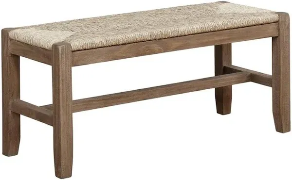 Alaterre Furniture Newport 40" Wood Bench with Rush Seat