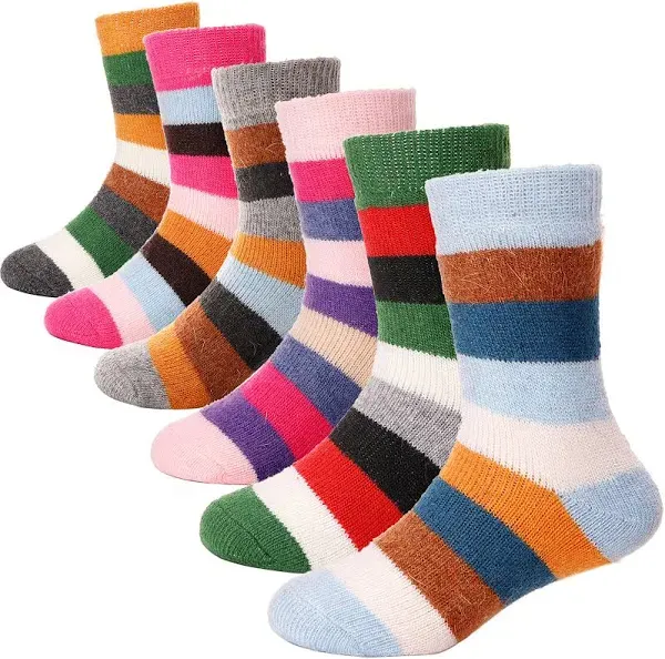 ANTSANG Kids Merino Wool Thermal Hiking Socks (6 Pairs)