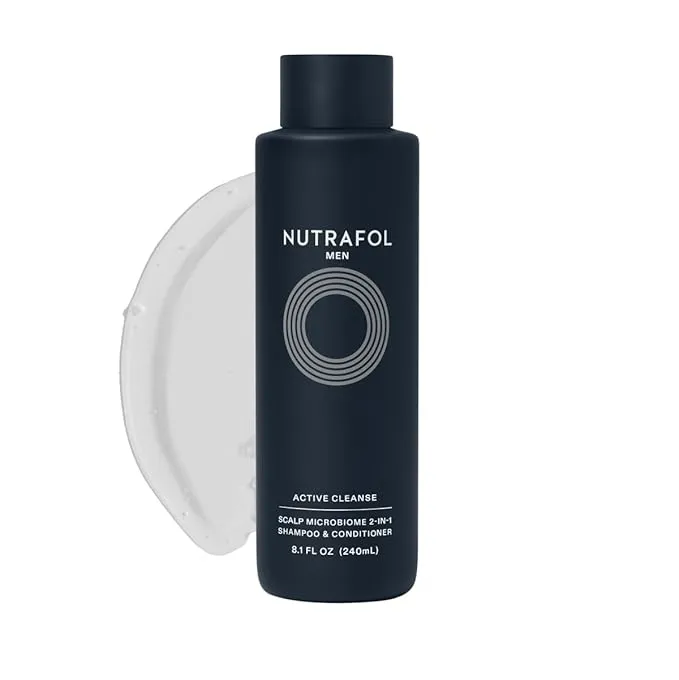 Nutrafol 2-in-1 Shampoo and Conditioner for Men with Thinning Hair, Hydrates, Boosts Visible Volume, Unclogs Follicles, Microbiome-Friendly, 8.1 Fl Oz