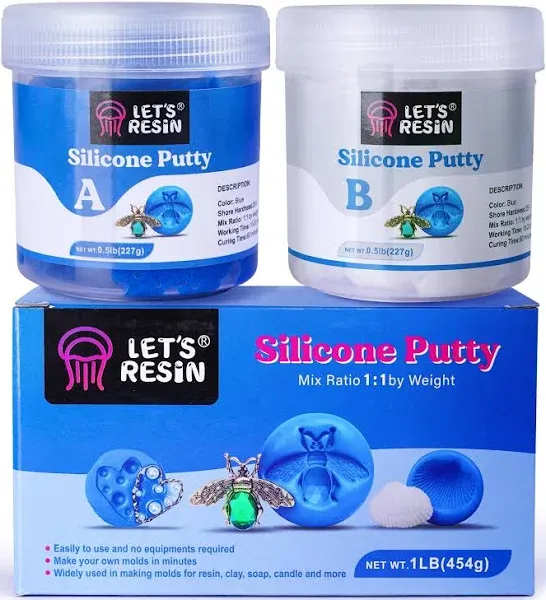 LET'S RESIN Silicone Putty,1LB/40A Silicone Mold Making Kit, Non-Toxic