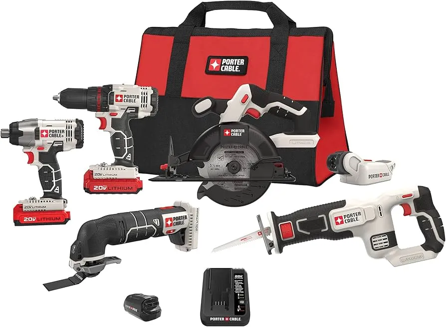 PORTER CABLE PCCK617L6 20V Max Lithium-Ion Cordless 6-Tool Combo Kit