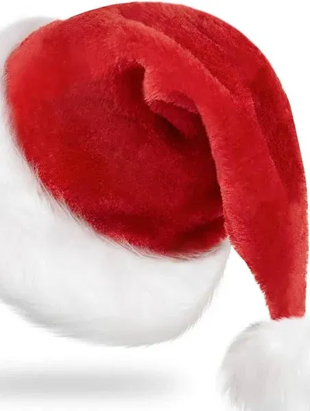 Christmas decorations Christmas red plush velvet brim Christmas hats for adults and children Christmas hats 2024 - CAD $9.99