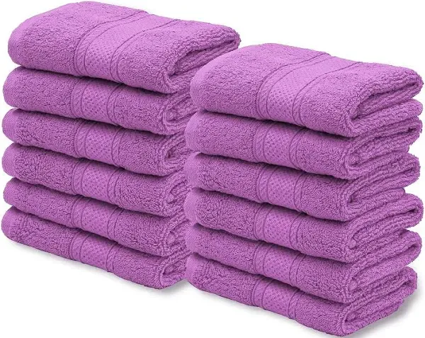 MoNiBloom 12-Piece 100% Cotton Face Wash Cloth Set for Bathroom Home Hotel Spa Gym Yoga Shower Highly Absorbent Ultra Soft Quick-Dry (Lavender)