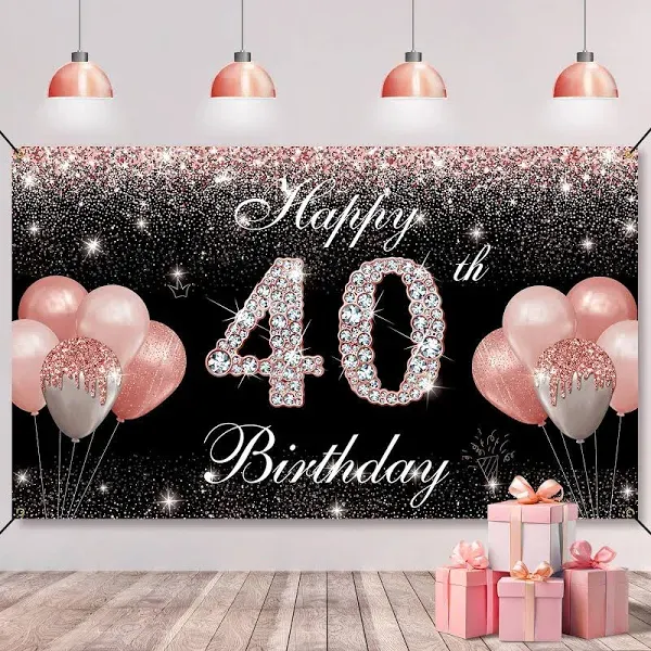 Trgowaul 40th Birthday Decorations Banner for Women