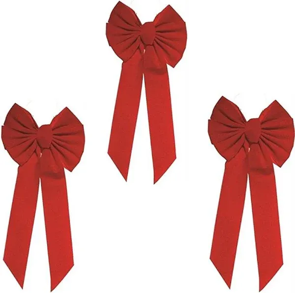 Rocky Mountain Goods Large 20-inch Red Bow - Christmas Wreath Bow - Great for Large Gifts - Indoor/Outdoor use - Waterproof Velvet - Attachment tie Included for Easy Hanging