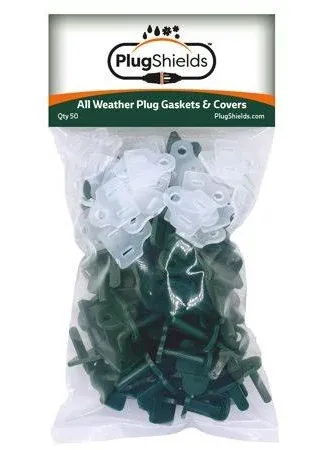 Outdoor Extension Cord Plug Gaskets & Christmas Light Plug Covers  (Combo Pack of 50 Green)