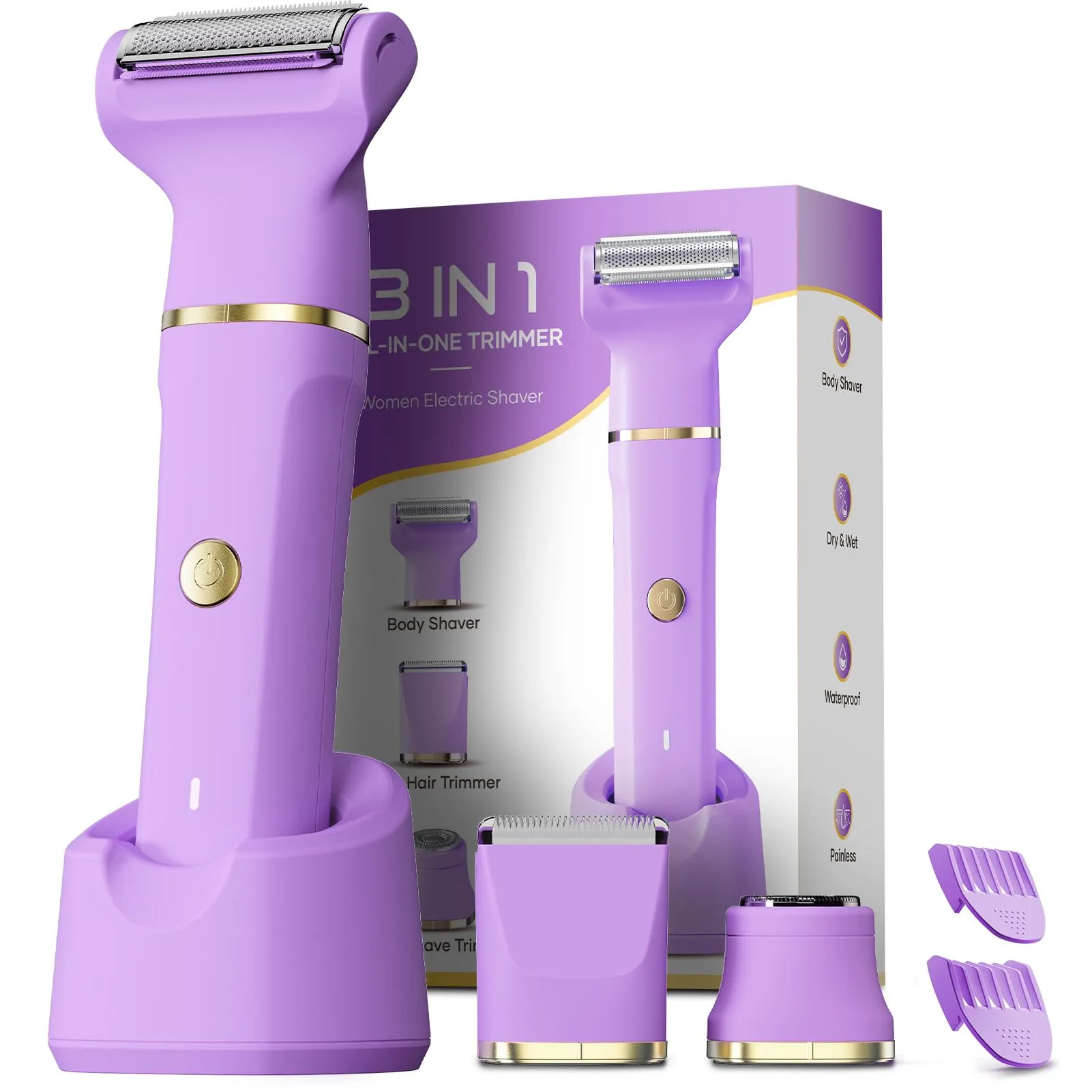 Bikini Trimmer for Women, 3 in 1 Electric Razors for Women, IPX7 Waterproof W...